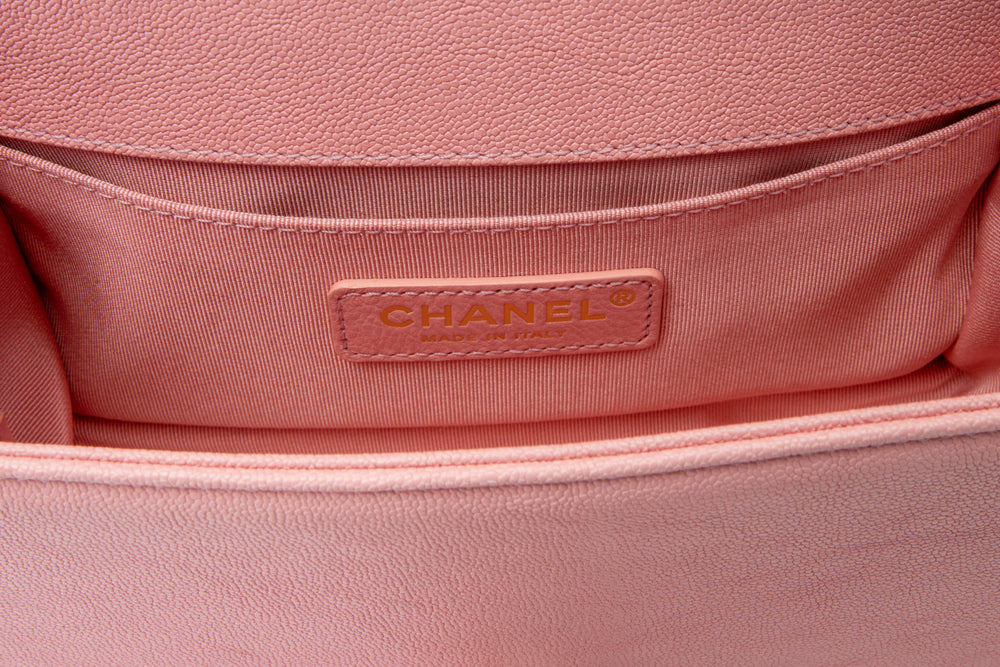 Chanel Pink Boy Flap Bag Chevron Caviar Small