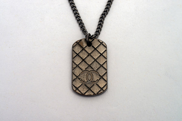 Chanel dog tag on sale necklace