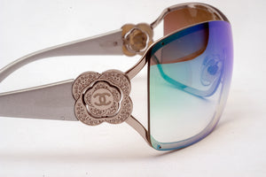 Chanel Silver Camellia Iridescent Sunglasses