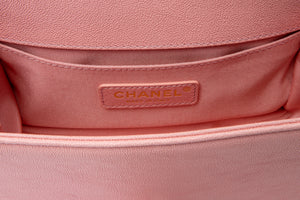 Chanel Pink Boy Flap Bag Chevron Caviar Small
