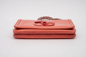Chanel Pink Patent Lipstick Wallet on a chain