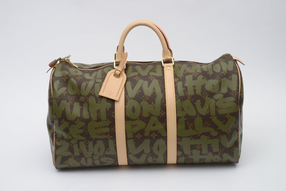 Limited Edition Stephen Sprouse Graffiti Keepall 50 Khaki – Luxmary Handbags