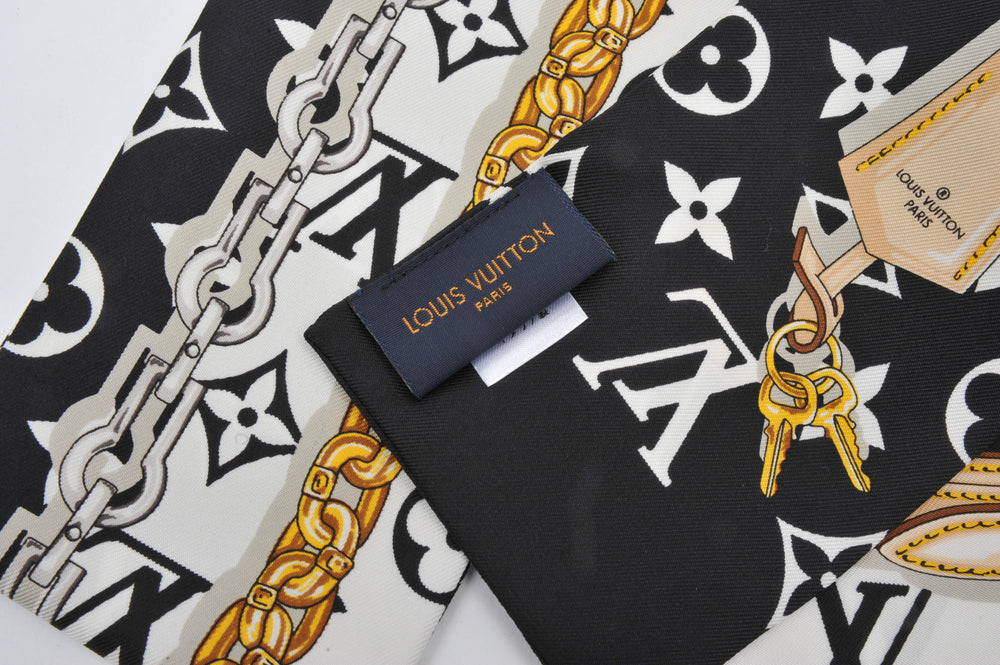 Louis Vuitton Black Rare Classic Iconic Confidential Silk Bandeau Scarf
