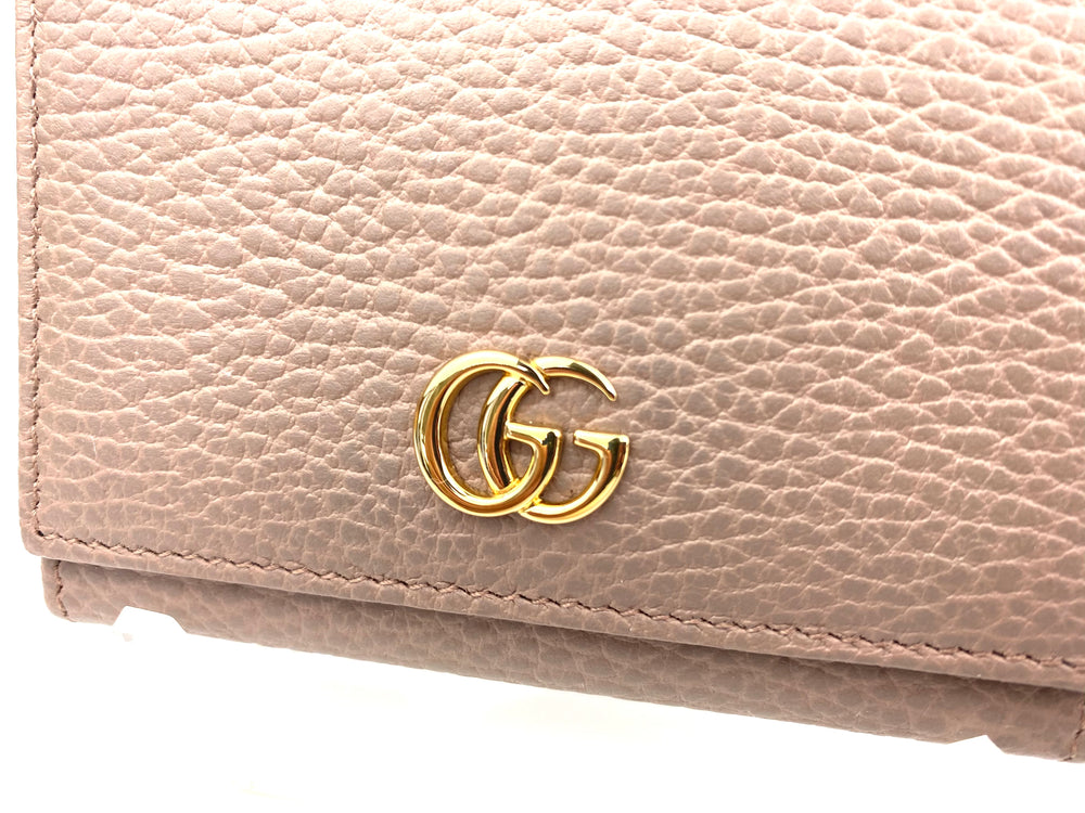 Gucci Petite Marmont Dusty Pink Textured Leather Card Case