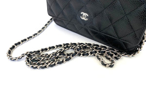 Chanel Black Caviar Wallet on Chain with Silver Hardware