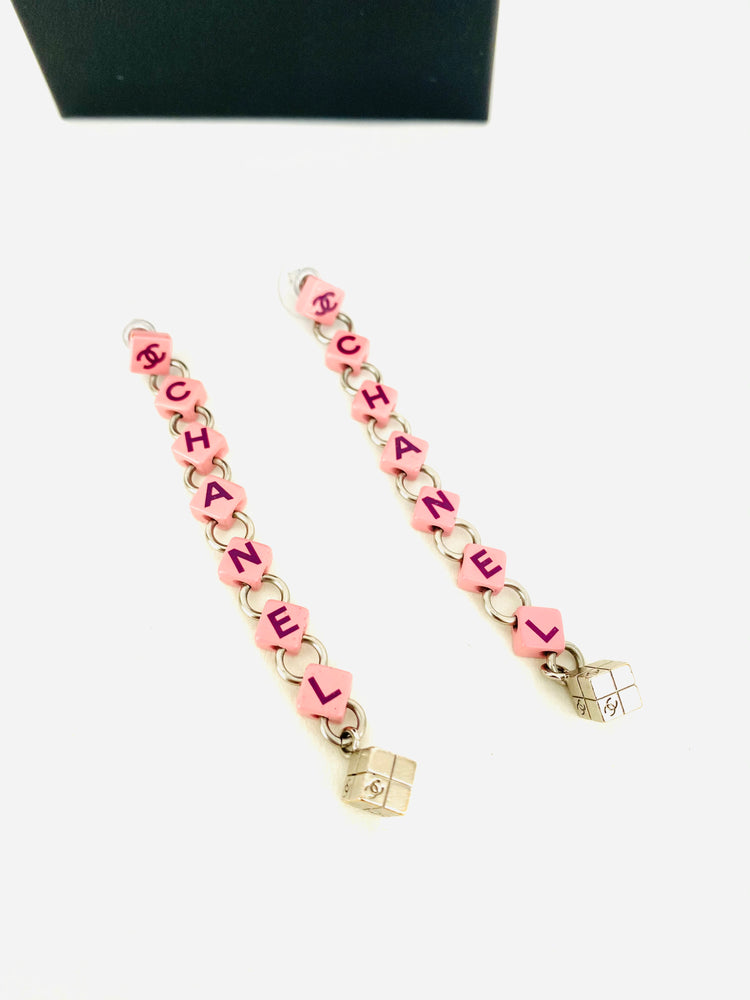 RARE Chanel 04P Pink Dangle Drop Earrings