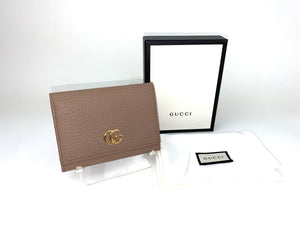 Gucci Petite Marmont Dusty Pink Textured Leather Card Case
