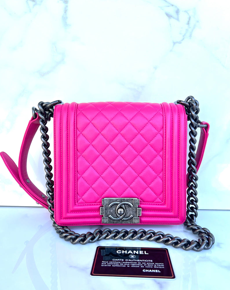 Chanel Boy Bag Fuchsia Lambskin RHW - ASL3927 – LuxuryPromise