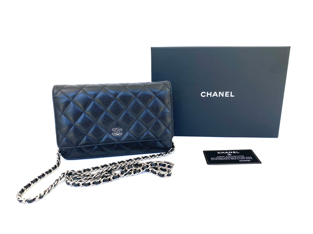 Chanel Caviar Quilted Wallet On Chain WOC Black Gold Hardware