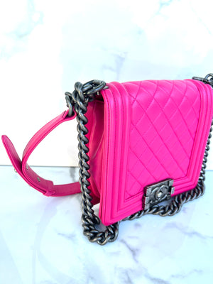 Chanel 14 S Leboy Flap Fuchsia Lambskin with Aged RHW – Luxmary Handbags